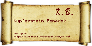 Kupferstein Benedek névjegykártya
